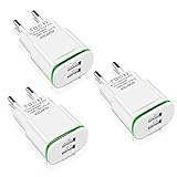 European USB Adapter, Niluoya Universal 3-Pack 2.1A/5V Dual Port Europe USB Charger Plug Travel Power Adapter for iPhone X 8/7/6/6S Plus 5S, iPad, Samsung Galaxy S6/S7/S8 Edge, HTC, LG, Moto, Kindle