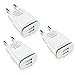 European USB Adapter, Niluoya Universal 3-Pack 2.1A/5V Dual Port Europe USB Charger Plug Travel Power Adapter for iPhone X 8/7/6/6S Plus 5S, iPad, Samsung Galaxy S6/S7/S8 Edge, HTC, LG, Moto, Kindle