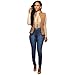Sexy Women Elastic Butt Lift High Waisted Casual Denim Ripped Holes Skinny Jeans (L, Dark Blue+Ripped Hole)