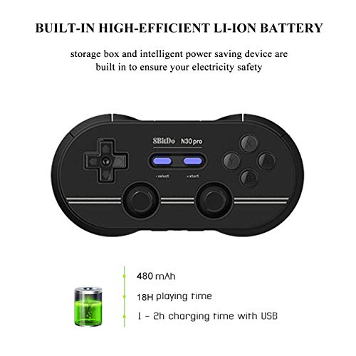 8Bitdo N30 Pro 2 Wireless Game Controller with Joysticks Rumble Vibration USB-C Cable Gamepad for Windows, Mac OS, Android, Steam And More(PP)