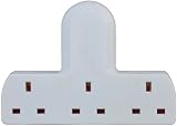 Invero 3 Way Multi Mains Socket Adapter UK 3 Pin Plug 13A White Cable Free