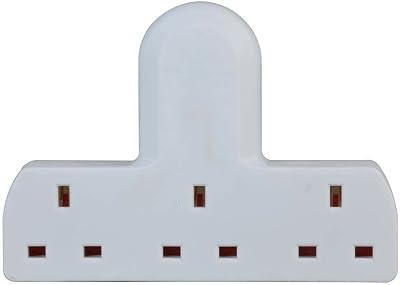 Invero 3 Way Multi Mains Socket Adapter UK 3 Pin Plug 13A White Cable Free