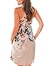 Women's Floral Print Racerback Sleeveless Midi Casual Dresses Small Brown