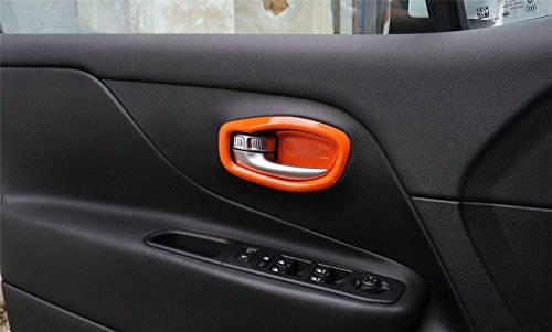 FMtoppeak 4 pcs Car Inner Door Handle Bowl Cover Trim Frame for Jeep Renegade 2014 UP Orange
