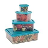 Bentology - Leakproof Portion Control Lunch Containers - No BPA - Set of 4 (Turquoise)
