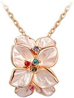 KaiSasi Womens White Gold Jewelry Rose Petals Pendant