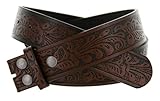 Western Floral Embossed Leather Snap on Belt Strap