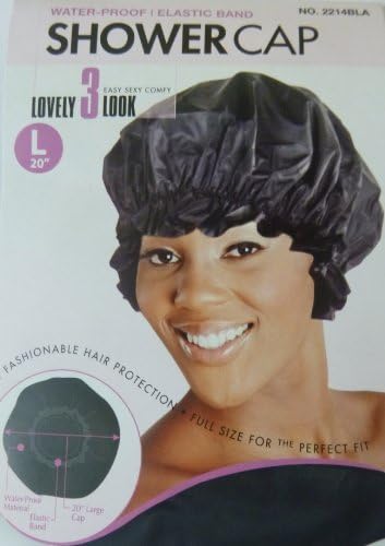 ShowerCapLargeLgInBlackCouldAlsoBeUsedInDeepHairConditioningHairProtectionFullSizeForMostWomenMenAndTeensWater-ProofShowerCapWithComfortableElasticBand