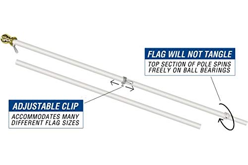 Flags Importer POL-SPINWHITE6 Flag Pole, 6ft, White