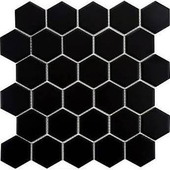 2"x2" Black Hexagon Mosaic