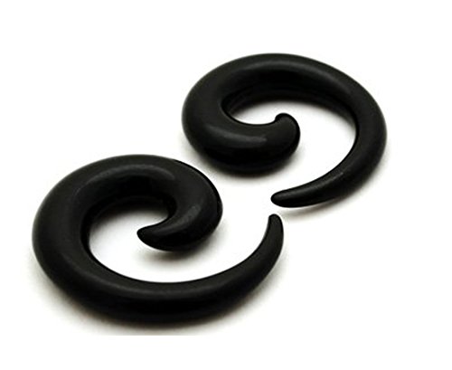 Black Acrylic Spirals - 2g - 6mm - Sold As a Pair