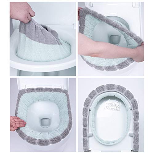 MINGLIFE Toilet Seat Cover Pads, Washable Toilet Seat Cushion Mat Winter Washable Toilet Seat (F) - Thumbnail 4