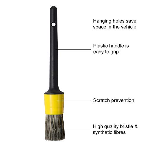 TOPEC Car Detail Brushes Kit, Automotive Detail Brush Set (5+1) for Car Motorcycle to Clean Wheels Dashboard, Interior, Exterior, Leather, Air Vents, Emblems.