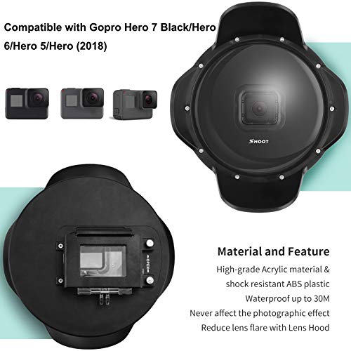 Gurmoir Shoot 6" Dome Lens Hood Dome Port for Gopro Hero 7 Black/Hero 6/Hero 5/Hero (2018) Action Cameras Snorkeling Underwater Diving Dome with Waterproof Housing Case with Soft Rubber Floating Grip
