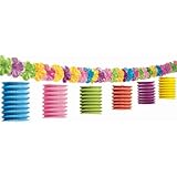 amscan Tiki Lounge with Flowers Party Lantern Garland, 10'