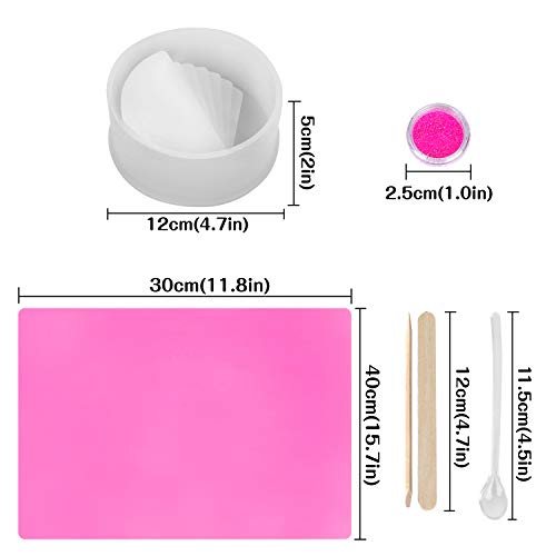 HOMEIDOL Silicone Resin Mold, Round Stair Mold with Stir Sticks, Stirring Spoon, Silicone Mat and 12 Color Powder, DIY Planter Pot Mold, Pen Holder Mold for Succulent Plants, Flowers Craft Art