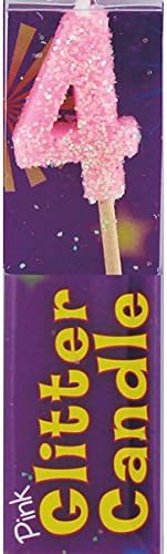 Small 4th Birthday Pink Glitter Candle