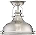 Possini Euro Design Verndale Industrial Ceiling Light Semi-Flush Mount Fixture Brushed Nickel Dome 11 3/4