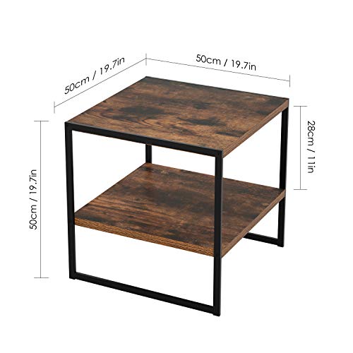 HOMFA Industrial End Table, 20 Inch Square Side Table Night Stand