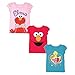 Sesame Street Baby Girls' Toddler 3 Pack T-Shirt Bundle-Elmo, Big Bird