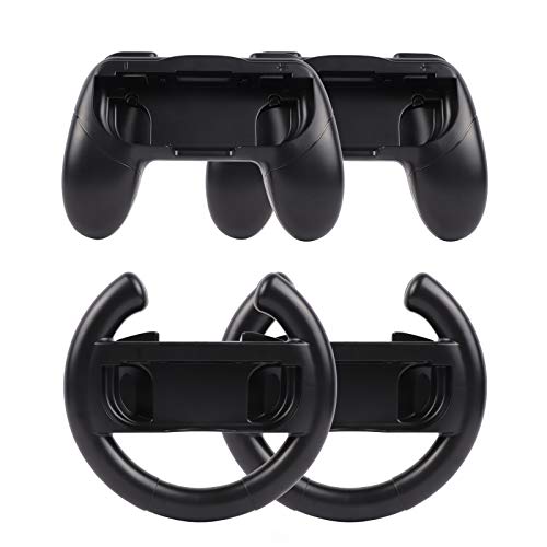 Steering Wheel Grip for Nintendo Switch Accessories- Fathers Day Gifts for Men Accessories for Switch Mario Kart Racing Game, Bigaint Racing Wheel 4 Packs Gadgets with Comfort Handle for Family Party