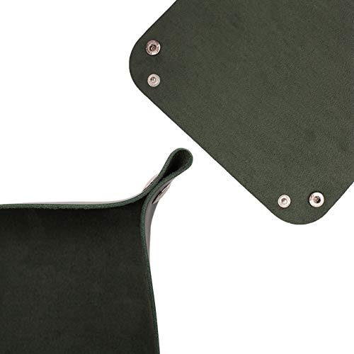 Acronde PU Leather Valet Tray Jewelry Tray Box Bedside Storage Tray Desk Organizer Trays Personalized Leather Catchall for Coin Key Phone Wallet Watches Glasses Catchall (Dark Green) - Thumbnail 4
