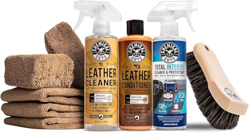 Chemical Guys Complete Leather Cleaner and Conditioner Detailing Kit with Total Interior, for Cars, Home, Office, and More (Works on Natural, Faux Leather and More) 9 Items - HOL412 Image
