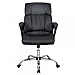 Mid Back Office Chair PU Leather Desk Chair Task Computer Chair Rolling Swivel Adjustable Stool Executive Chair with Lumbar Support Armrest for Women&Men, Black