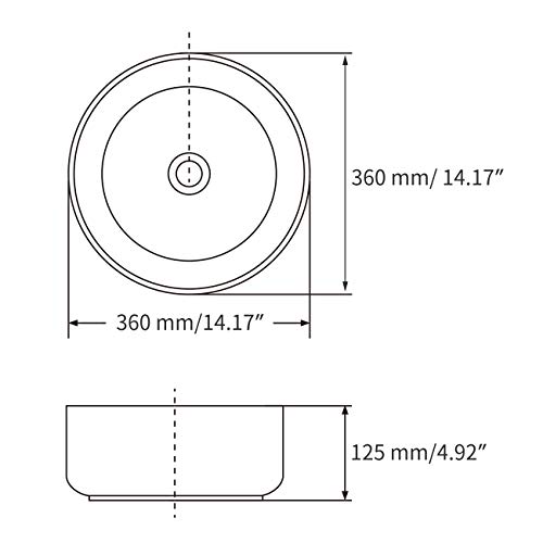 Miyili Bathroom Vessel Sink 14.2" Modern Round Above Counter Circle
