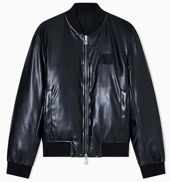 Armani Exchange Bomber Jacket with Zipper Front Pockets Navy at