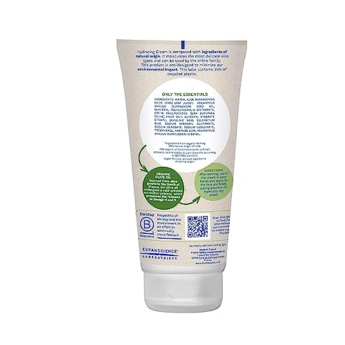 MUSTELA CERTIFIED ORGANIC HYDRATING CREAM – NATURAL BODY LOTION W/OLIVE OIL, ALOE VERA & SUNFLOWER OIL – FOR BABY, KID & ADULT – FRAGRANCE FREE, EWG VERIFIED & VEGAN – 5.07 OZ. – PACKAGING MAY VARY