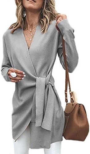 Calladream Women Trench Coat Turn Down Shawl Collar Wool Blend V Neck Cardigan