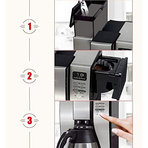 GUOXY Kaffeemaschine, Filterkaffeemaschine, Bean To Cup Grind Und Glaskaraffe, 1.2L Reisen Kaffeemaschine, Permanent… – Bild 6