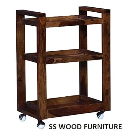 SS WOOD Furniture Bar Trolley/Serving Trolley/Wooden Service Trolley (Sheesham Wood) (Teak Wood Shade)