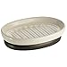 InterDesign York Ceramic Bathroom Vanity Soap Dish, Ridged Soap Saver Design, Vanilla/Bronze