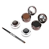 Anself 4 in 1 Eyeliner & Eyebrow Powder Cream Set Waterproof Eye Cosmetic Makeup Tool Black & Brown