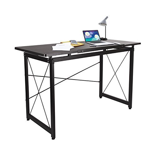 H&A 47"x 24" Tiltable Drawing Desk Drafting Table Wood Surface Craft Station Versatile for Painting Writing Studying and Reading (Black)