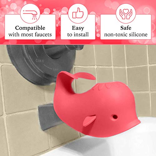 Colorful silicone bathtub faucet cover in the shape of a fun little whale.