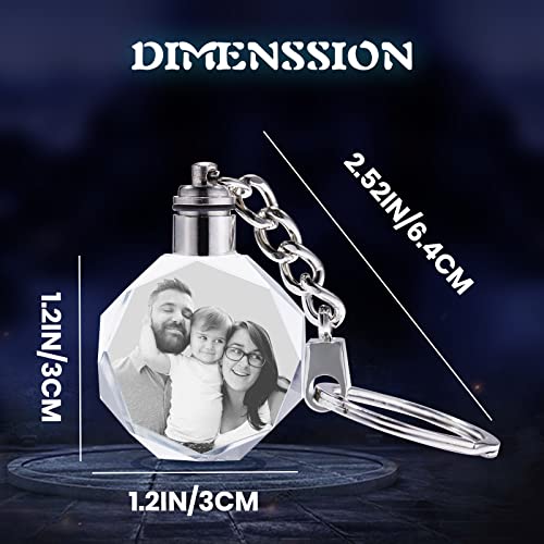Crystal Keychain Photo Lighted Custom Crystal Picture Etched Key Chain Personaized 3D Laser Engraved Crystal Keyring Gift