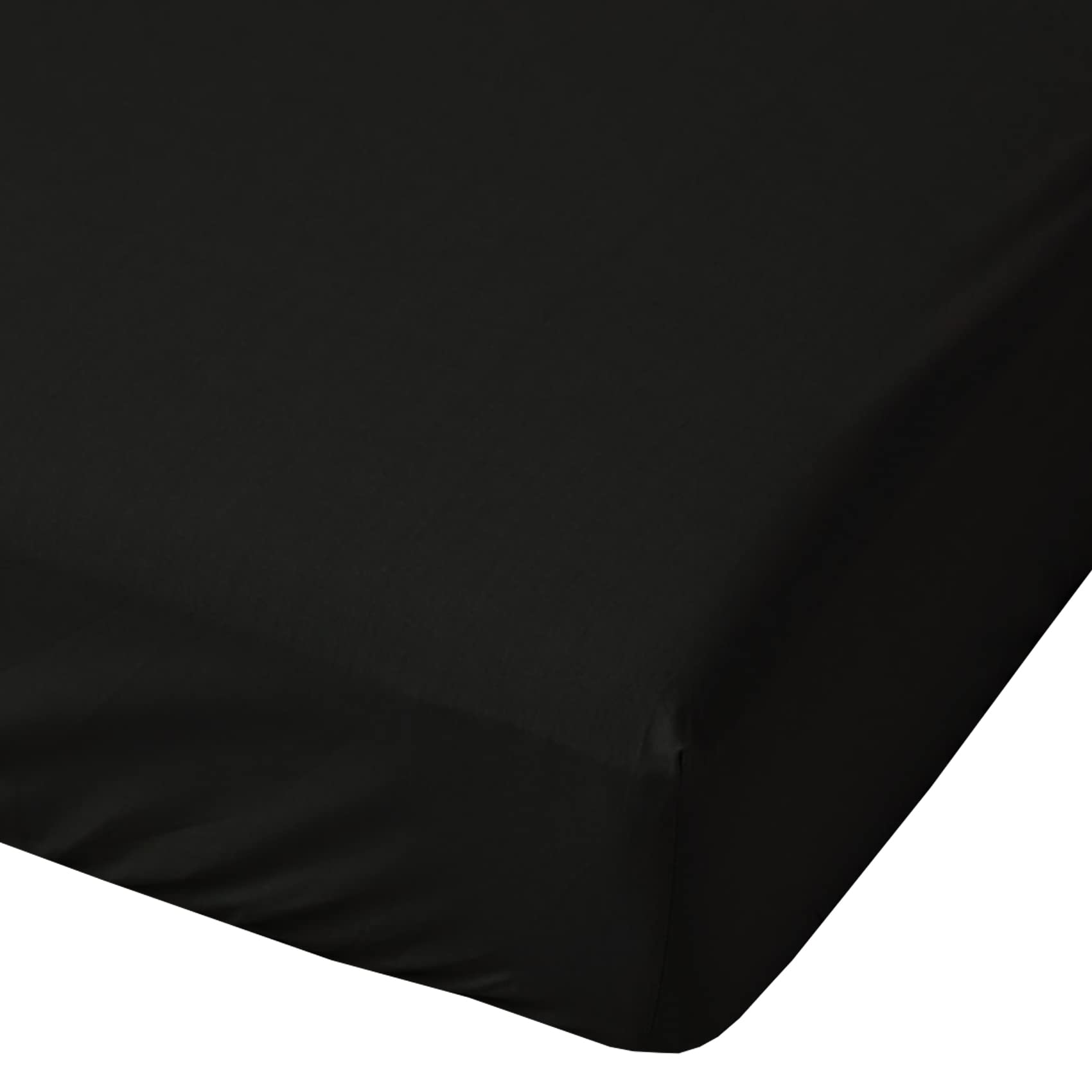 Brit Cotton 200 Thread Count 4FT Small Double Fitted Sheet 40CM/16" Extra Deep Easycare & Long-Lasting, Breathable Egyptian Cotton Bed Sheets (BLACK, 4FT / SMALL DOUBLE)