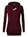VOIANLIMO Women's Sweatshirts Long Sleeve Button V-Neck Pockets Pullover Hoodies Burgundy XL