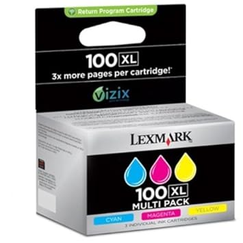 Lexmark 14N0850 100XL Tintenpatronen 3er-Pack, cyan/magenta/gelb