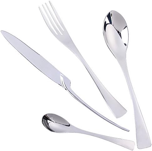 Mirror polish Silver Flatware Set 4-Piece Stainless Steel Cutlery Sets Gift Silverware Sets Dinner Forks Knives Spoons Set