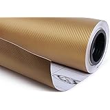 F & B LED LIGHTS Golden 3D Carbon Fiber Film Twill Weave Vinyl Sheet Roll Wrap (96
