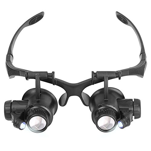 10X 15X 20X 25X LED Magnifier Illuminated Double Eye Glass Jeweler Loupe Repair Magnifying