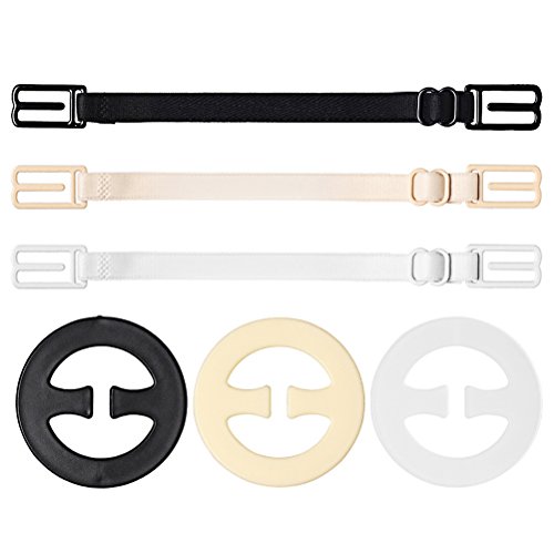 Wode Shop 6 pcs Bra Strap Clips Set, 3 pcs Bra Straps Holder and 3 pcs Bra Clips for Full Cup Size(Black, White, Beige)