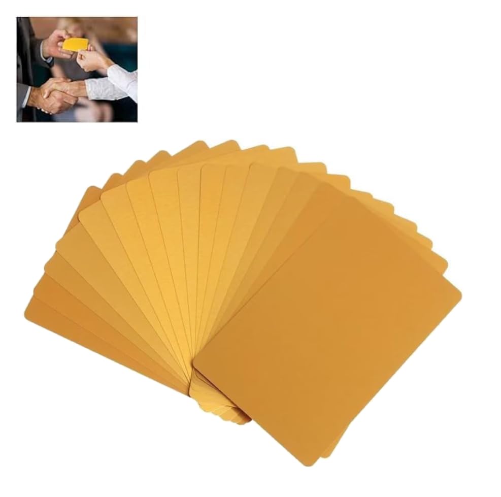Fyearfly Blank Metal Business Cards, 50Pcs Sublimation Business Card Blanks Engraved Business Cards, Office Name Cards DIY Gift, VIP Cards DIY,3.4x2.1 Inch(Gold)