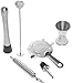 Bar Tool Essentials Deluxe - Bar Set with 6 Crafted Stainless Steel Bar Tools for Your Bar Cart by Trendy Bartender - Muddler, Cocktail Spoon, Jigger, Pourer, Zester & Strainer - Mix With Style