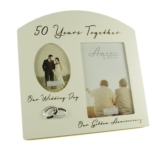 Golden 50th Wedding Anniversary Multi Photo Picture Frame Keepsake