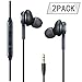 LUU Earphones/Earbuds/Headphones 2Pack Black Compatible with iPhone/Galaxy S10/S10+/S10e S9/S9+ S8/S8+ Note8 / Android in-Ear Headphones Remote + Mic Hands- Free Earphones